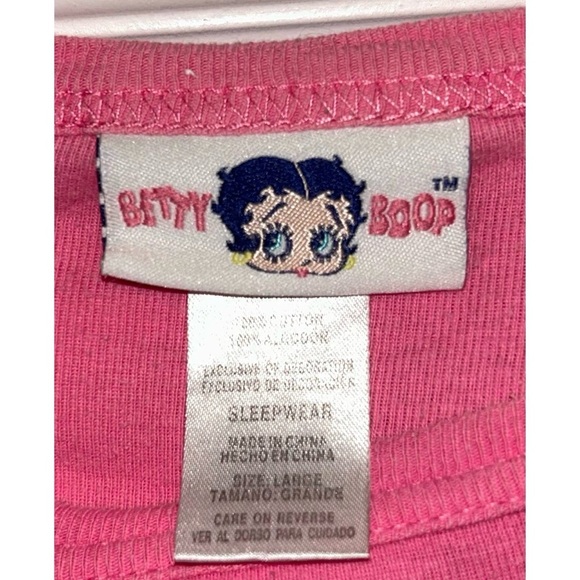 Betty Boop Pink Long Sleeve Pajama Top Y2K Cozy Loungewear Cotton Tee - Picture 4 of 7